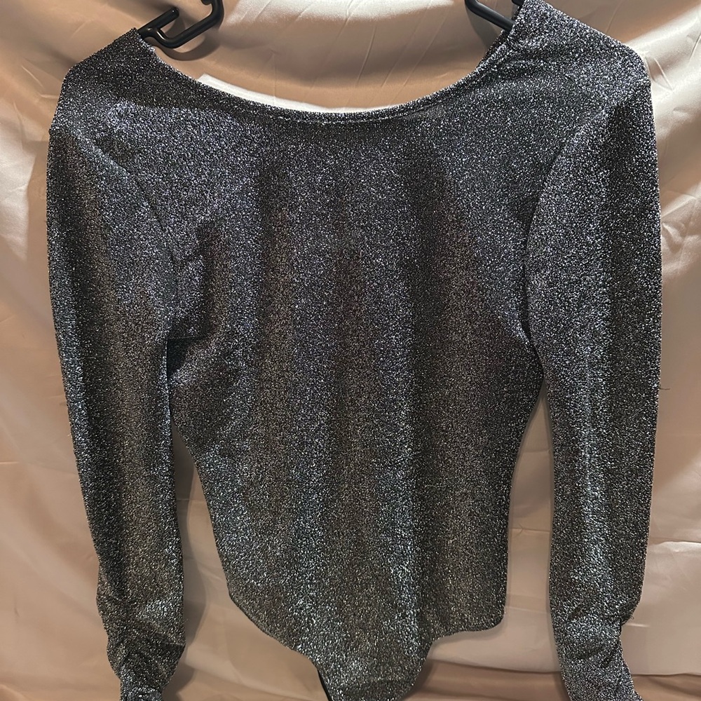 SHEIN Glittering Silver Bodysuit